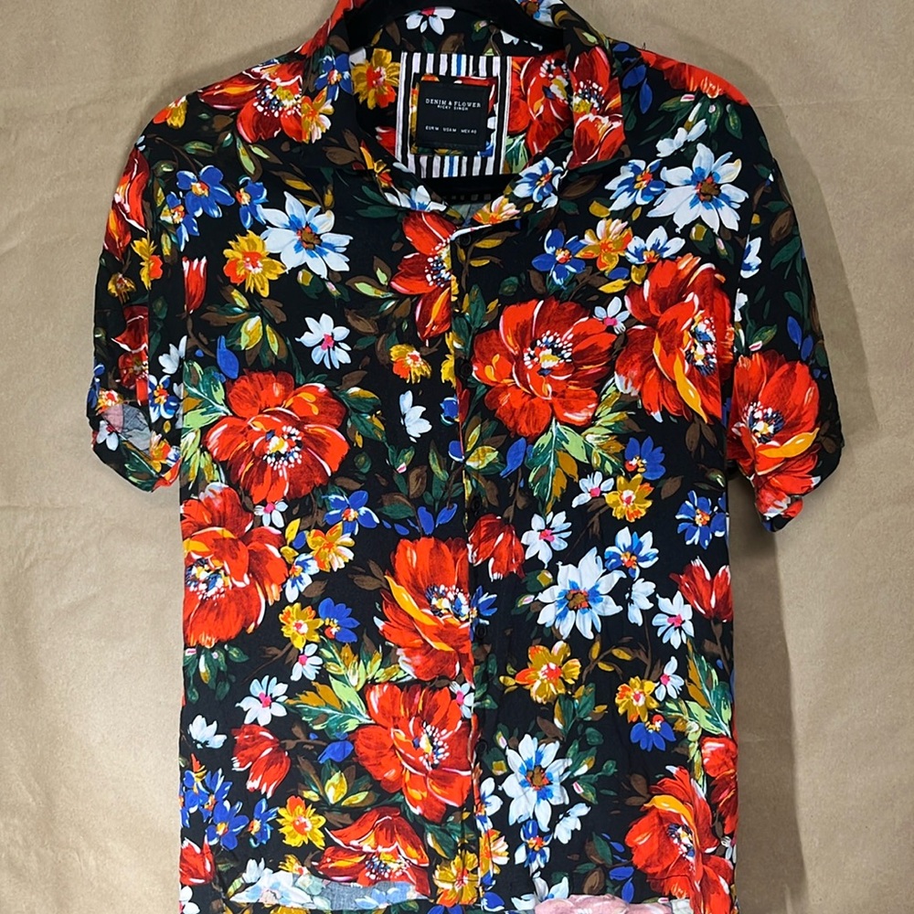 Denim and Flower Ricky Singh floral button down